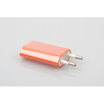 Универсальный сетевой 220В зарядный адаптер USB 5В 1000мА Оранжевый