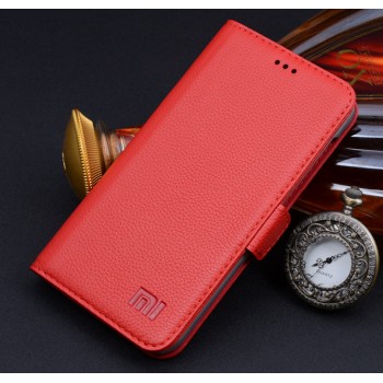 Кожаный чехол портмоне (нат. кожа) для Xiaomi RedMi 2 Красный