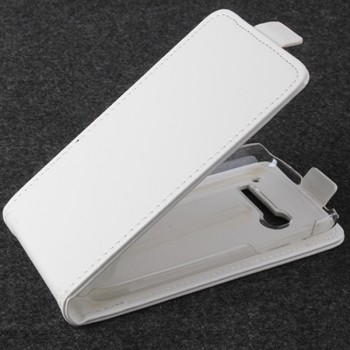 Чехол вертикальная книжка на пластиковой основе с магнитной застежкой для Alcatel One Touch Pop C5 Белый