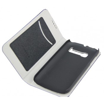 Чехол флип подставка с отделением для карт на пластиковой основе для Alcatel One Touch Pop C5