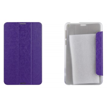 Чехол флип подставка сегментарный текстурный на пластиковой полупрозрачной основе для Asus FonePad 8 Фиолетовый