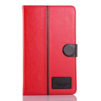 Чехол флип подставка на силиконовой основе с отделениями для карт и магнитной застежкой для планшета Asus FonePad 8 Красный