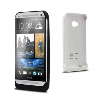 Пластиковый чехол/экстра аккумулятор (4200 мАч) с подставкой для HTC One (M7) Dual SIM