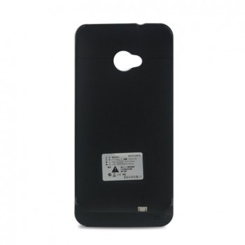 Пластиковый чехол/экстра аккумулятор (4200 мАч) с подставкой для HTC One (M7) Dual SIM Черный