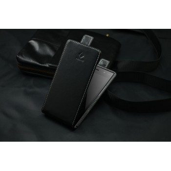 Кожаный чехол вертикальная книжка на клеевой основе с магнитной застежкой для Highscreen Zera S Черный