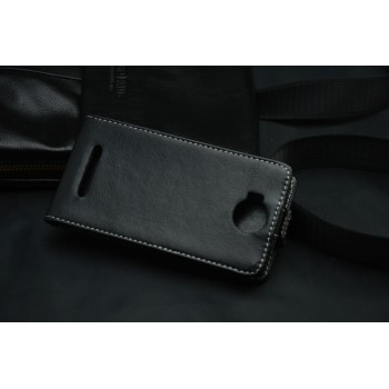 Кожаный чехол вертикальная книжка на клеевой основе с магнитной застежкой для Highscreen Zera F Черный
