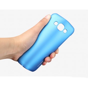 Пластиковый матовый металлик чехол для Samsung Galaxy E5 Голубой