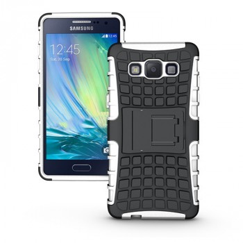 Экстрим противоударный чехол для Samsung Galaxy A5 с подставкой и текстурой шины Белый