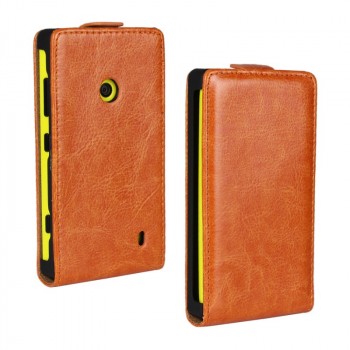 Глянцевый чехол вертикальная книжка на пластиковой основе с застежкой для Nokia Lumia 520 Оранжевый