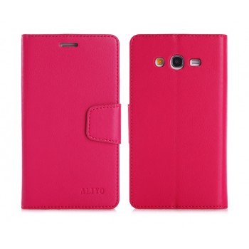 Чехол портмоне подставка на силиконовой основе с защелкой для Samsung Galaxy Grand Красный