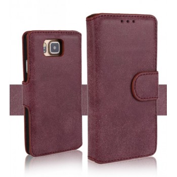 Чехол портмоне подставка винтажный с защелкой для Samsung Galaxy Alpha Фиолетовый