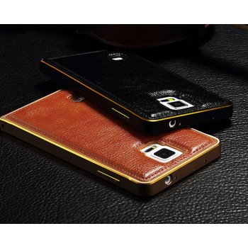 Двухкомпонентный гибридный чехол с металлическим бампером и кожаной крышкой для Samsung Galaxy S5 (Duos)