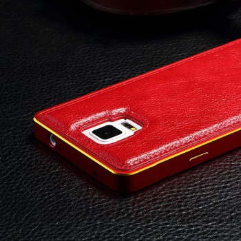 Двухкомпонентный гибридный чехол с металлическим бампером и кожаной крышкой для Samsung Galaxy S5 (Duos) Красный