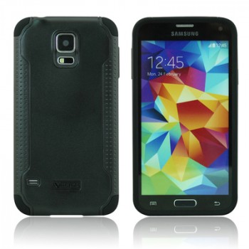 Двухкомпонентный нескользящий силиконовый чехол повышенной степени защиты для Samsung Galaxy S5 Mini Черный