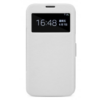 Чехол флип с окном вызова и магнитной застежкой для Samsung Galaxy Mega 6.3 Белый
