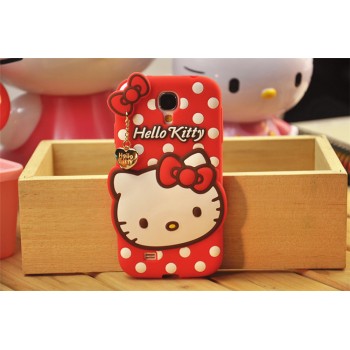 Силиконовый дизайнерский фигурный чехол серия Hello Kitty для Samsung Galaxy S4 Mini Красный