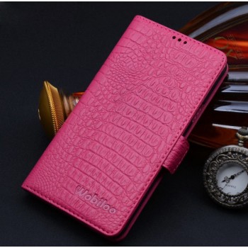 Кожаный чехол портмоне (нат. кожа крокодила) для Samsung Galaxy S6 Edge Пурпурный