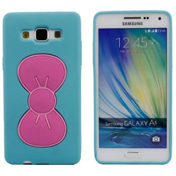 Силиконовый дизайнерский фигурный чехол подставка Бабочка для Samsung Galaxy A5 Синий