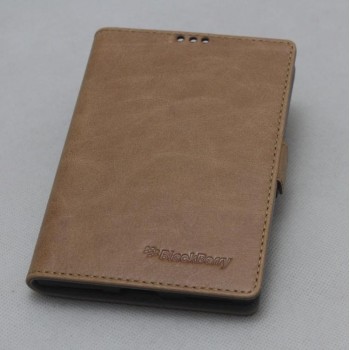 Кожаный чехол горизонтальная книжка (нат. кожа) с крепежной застежкой для Blackberry Passport