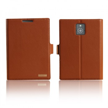 Чехол флип подставка с защелкой для Blackberry Passport Оранжевый
