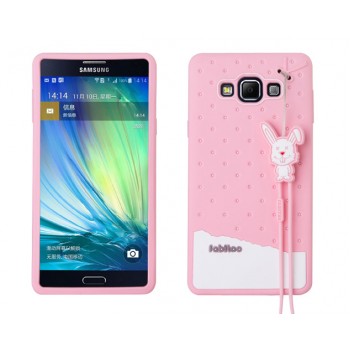 Силиконовый дизайнерский чехол с принтом и шнурком для Samsung Galaxy A7 Розовый
