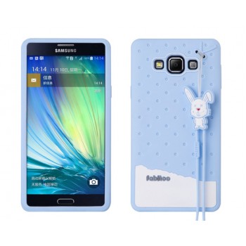 Силиконовый дизайнерский чехол с принтом и шнурком для Samsung Galaxy A7 Синий