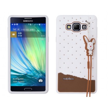 Силиконовый дизайнерский чехол с принтом и шнурком для Samsung Galaxy A7 Белый
