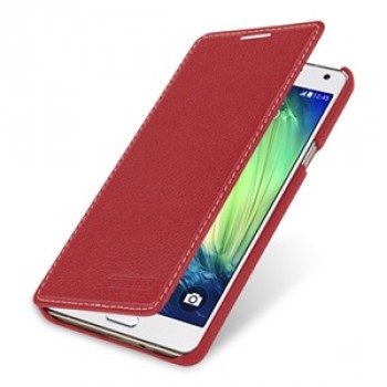 Кожаный чехол горизонтальная книжка (нат. кожа) для Samsung Galaxy A7 Красный