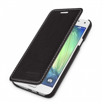 Кожаный чехол горизонтальная книжка (нат. кожа) для Samsung Galaxy A3 Черный