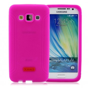 Силиконовый матовый антиударный чехол с нескользящими гранями для Samsung Galaxy A3 Пурпурный
