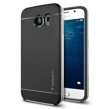 Премиум гибридный двухкомпонентный противоударный чехол силикон/поликарбонат с точечной структурой крышки для Samsung Galaxy S6 Белый