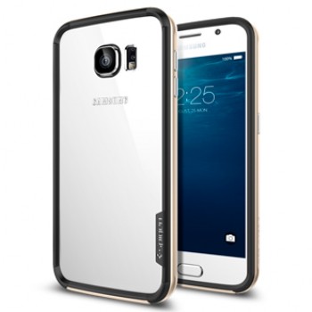 Силиконовый двухкомпонентный антиударный премиум бампер экстрим защита для Samsung Galaxy S6 Бежевый