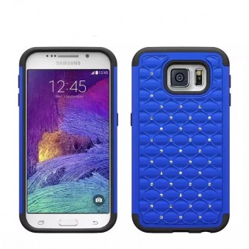 Двухкомпонентный чехол силикон/поликарбонат со стразами для Samsung Galaxy S6 Синий