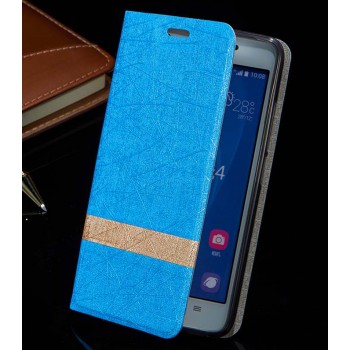 Текстурный чехол флип подставка на силиконовой основе для Sony Xperia E4g Голубой