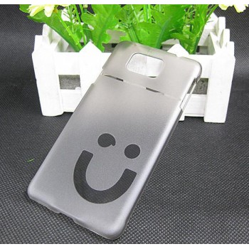 Пластиковый матовый полупрозрачный чехол Smile для Samsung Galaxy Alpha Черный