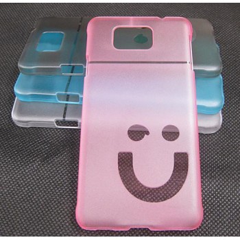 Пластиковый матовый полупрозрачный чехол Smile для Samsung Galaxy Alpha Розовый