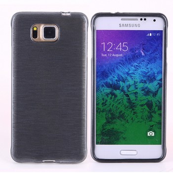 Силиконовый полупрозрачный чехол текстура Металл для Samsung Galaxy Alpha