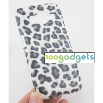 Пластиковый матовый дизайнерский чехол с полноповерхностным УФ-принтом Леопард для Samsung Galaxy Core Prime Белый