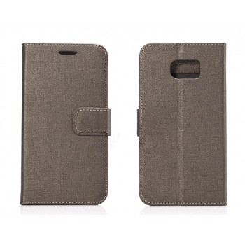 Чехол портмоне подставка с защелкой текстура Ткань для Samsung Galaxy S6 Серый