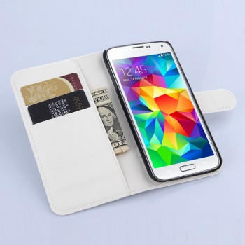 Чехол портмоне подставка на силиконовой основе с отсеком для карт и магнитной застежкой для Samsung Galaxy S6 Белый