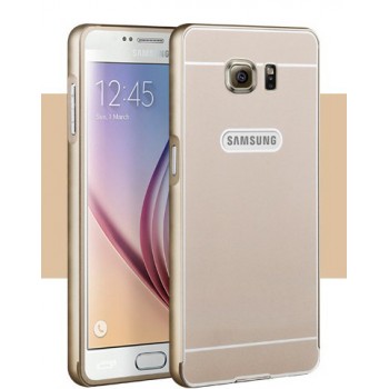 Двухкомпонентный чехол с металлическим бампером и поликарбонатной накладкой для Samsung Galaxy S6 Бежевый
