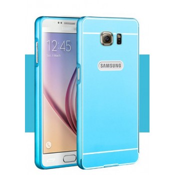 Двухкомпонентный чехол с металлическим бампером и поликарбонатной накладкой для Samsung Galaxy S6 Голубой
