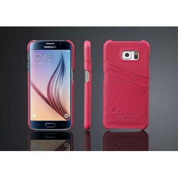 Дизайнерский кожаный чехол накладка с отделениями для карт для Samsung Galaxy S6 Пурпурный