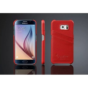 Дизайнерский кожаный чехол накладка с отделениями для карт для Samsung Galaxy S6 Красный