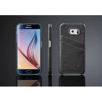 Дизайнерский кожаный чехол накладка с отделениями для карт для Samsung Galaxy S6 Серый