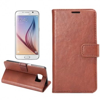 Чехол портмоне подставка на пластиковой основе с защелкой для Samsung Galaxy S6 Оранжевый
