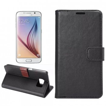 Чехол портмоне подставка на пластиковой основе с защелкой для Samsung Galaxy S6 Черный