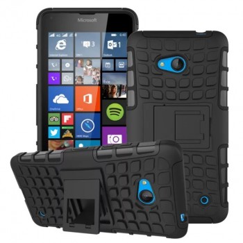 Силиконовый чехол экстрим защита с функцией подставки для Microsoft Lumia 640 Черный