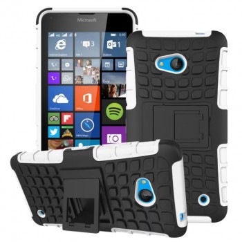 Силиконовый чехол экстрим защита с функцией подставки для Microsoft Lumia 640 Белый