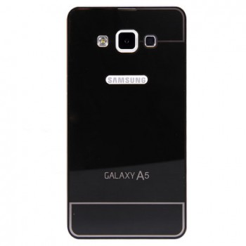 Двухкомпонентный чехол с металлическим бампером и поликарбонатной накладкой Dark Apple и лого-отверстием для Samsung Galaxy A5 Черный